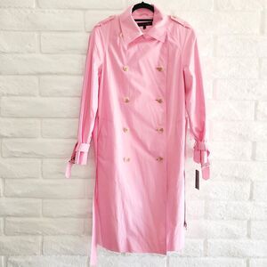 Anne Klein HOT Pink Trench Coat Dress Bubblegum Barbie Womens Jacket SZ 6 NEW